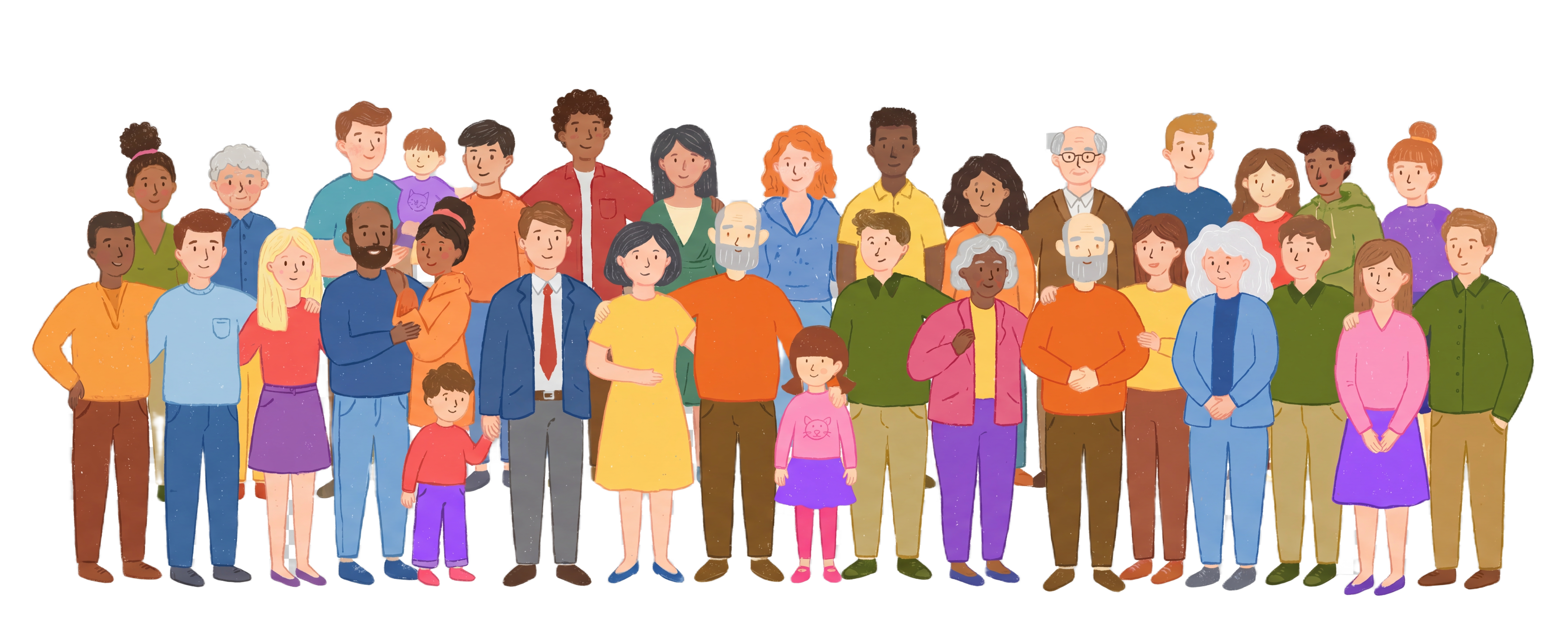 Illustration of a diverse group of smiling people